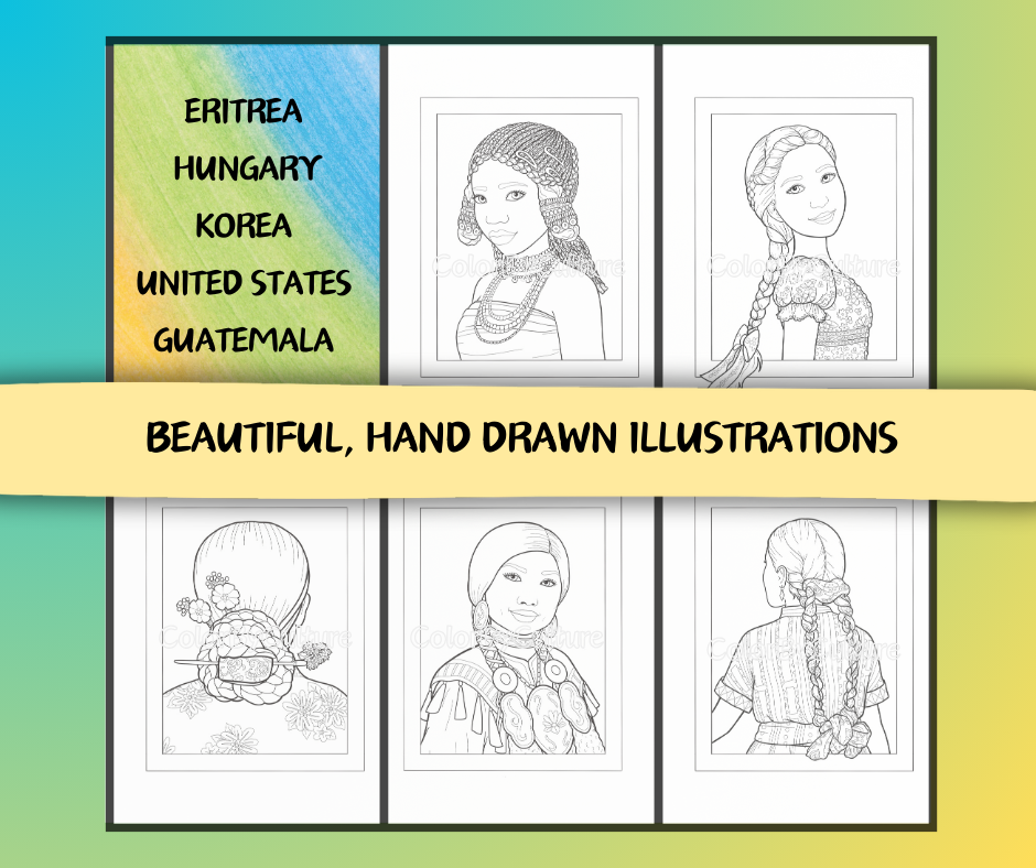 World of Braids - Digital Coloring Book - 10 Pages