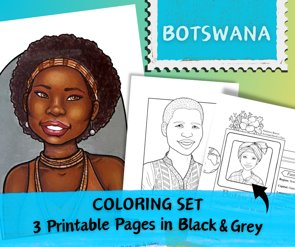 Botswana Printable Coloring Set - 3 Coloring Pages