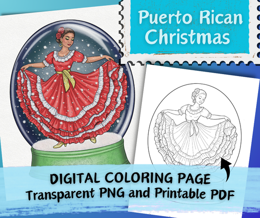 Puerto Rican Christmas - Digital Coloring Page