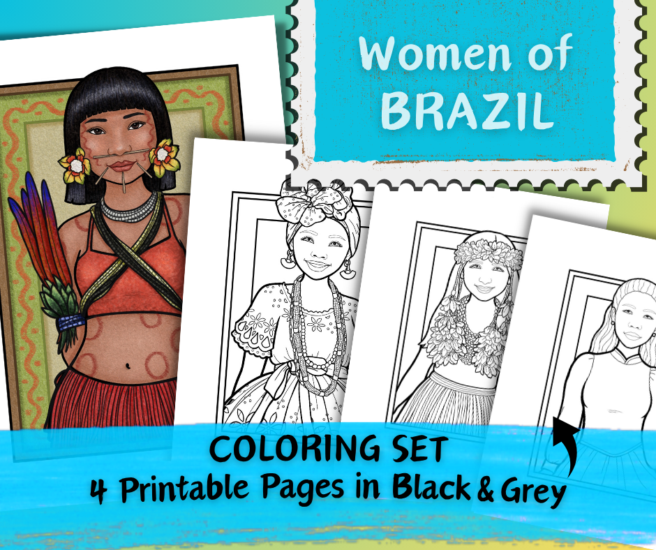 Women of Brazil - Printable Coloring Set