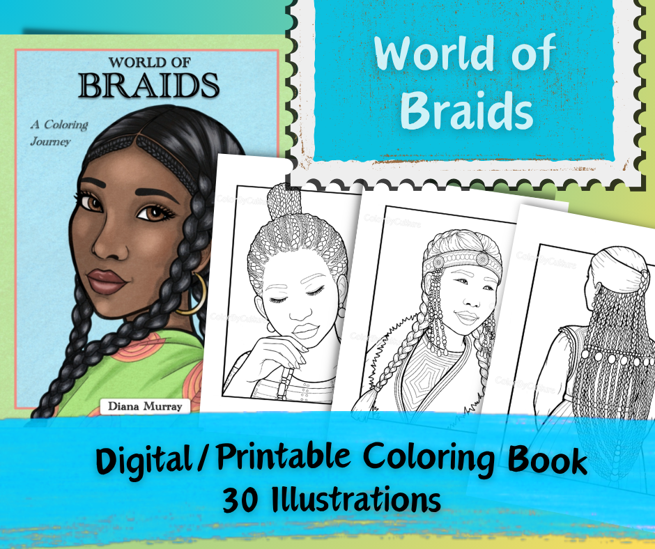 World of Braids - Digital and Printable Coloring Book