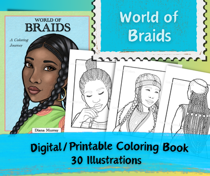 World of Braids - Digital and Printable Coloring Book