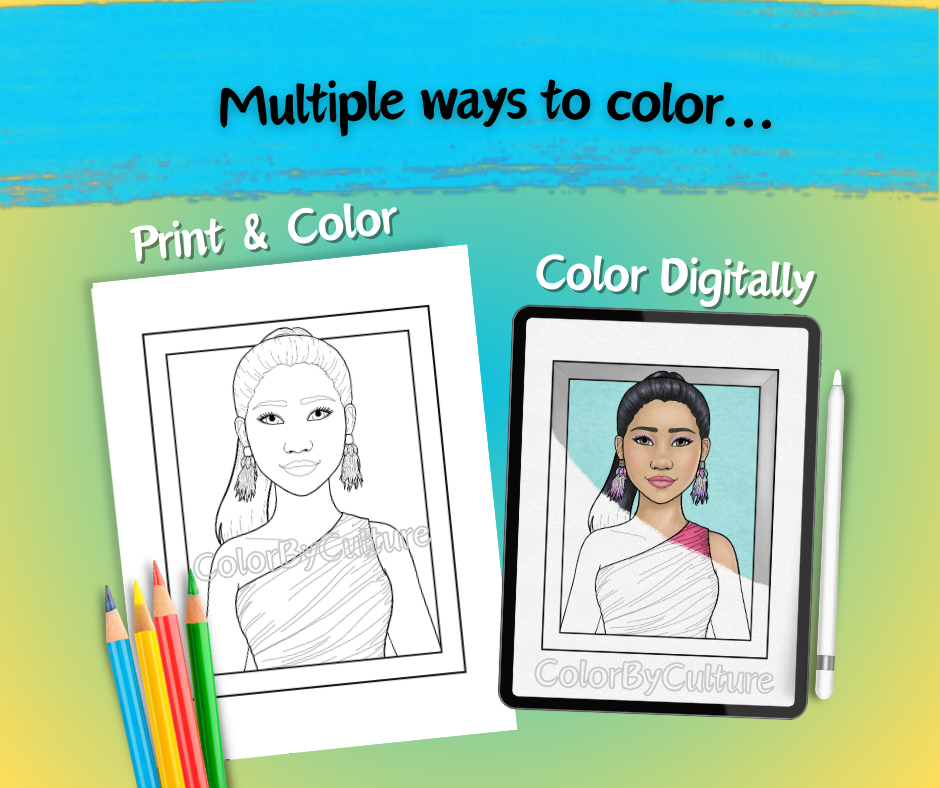 Zaria - Fashion Portrait - Printable Coloring Page