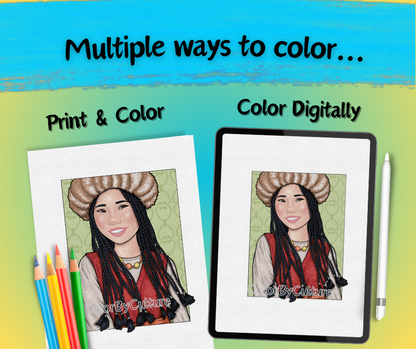 World of Braids - Digital and Printable Coloring Book