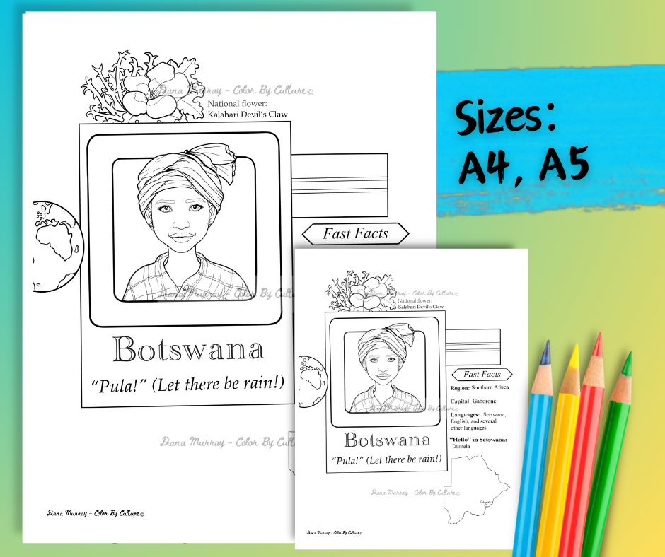 Botswana Printable Coloring Set - 3 Coloring Pages