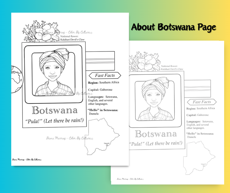 Botswana Printable Coloring Set - 3 Coloring Pages