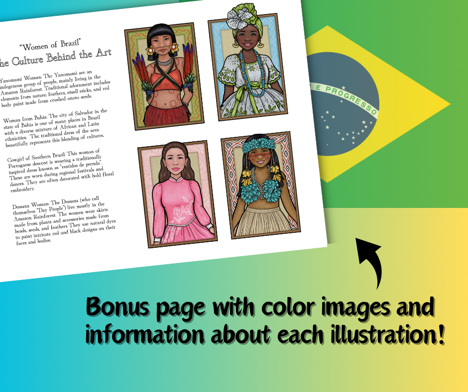Women of Brazil - Printable Coloring Set